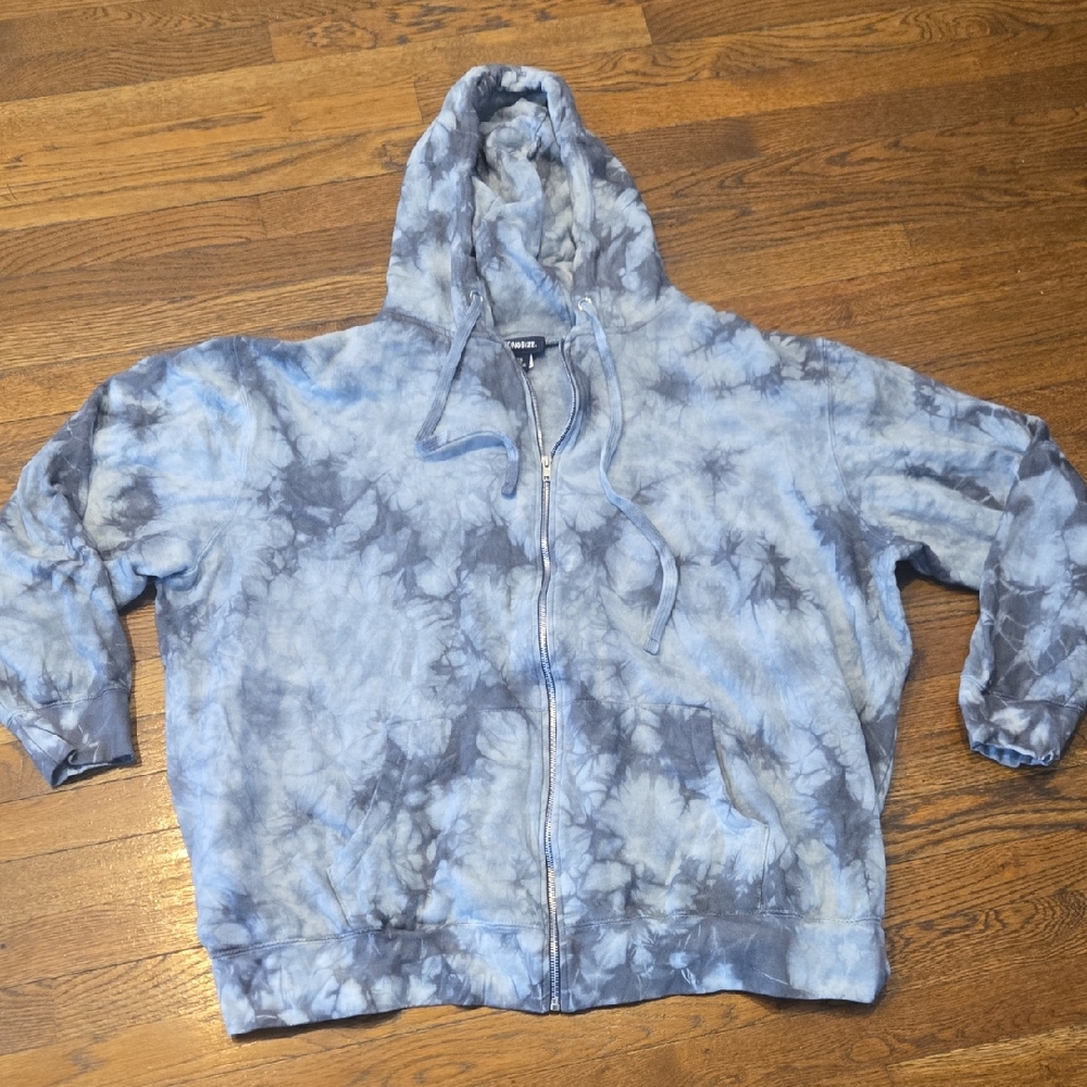 Beautiful Womens Plus Size Tie Dye Hoodie Zip Up Sweatshirt By Kingsize 2xl
